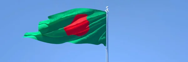 Banglades nemzeti zászló 3D-s renderelése a szélben — Stock Fotó