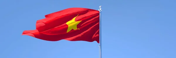 Representación en 3D de la bandera nacional de Vietnam ondeando al viento —  Fotos de Stock