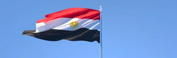 Representación 3D de la bandera nacional de Egipto ondeando en el viento — Foto de Stock