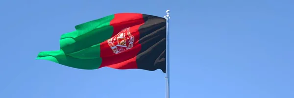 Representación en 3D de la bandera nacional de Afganistán ondeando al viento — Foto de Stock