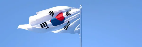 3D-Darstellung der südkoreanischen Nationalflagge, die im Wind weht — Stockfoto