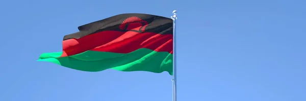 Rüzgarda dalgalanan Malavi bayrağının 3D görüntüsü — Stok fotoğraf