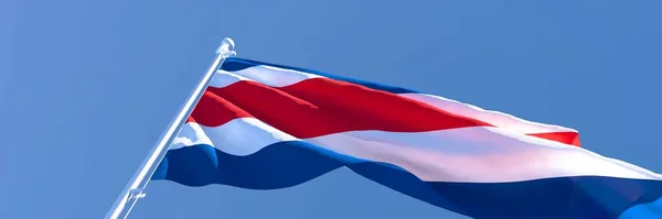 3D - зображення національного прапора Коста - Рики, що махає вітром. — стокове фото