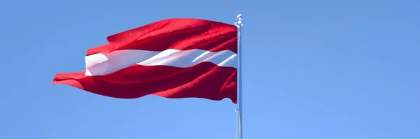 Representación en 3D de la bandera nacional de Letonia ondeando al viento —  Fotos de Stock