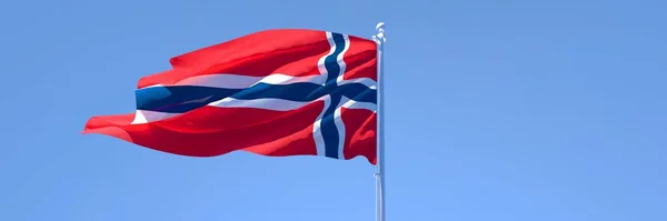 3D renderização da bandeira nacional da Noruega acenando ao vento — Fotografia de Stock