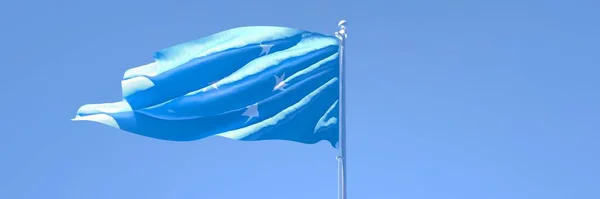 3D renderowanie flagi narodowej Mikronezji machając na wietrze — Zdjęcie stockowe