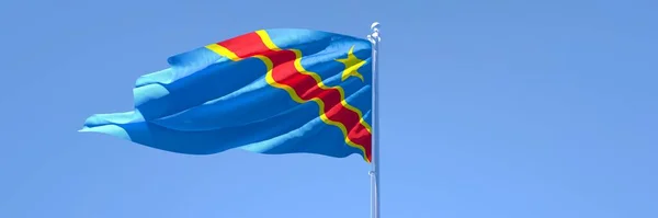 Representación en 3D de la bandera nacional del Congo ondeando al viento — Foto de Stock