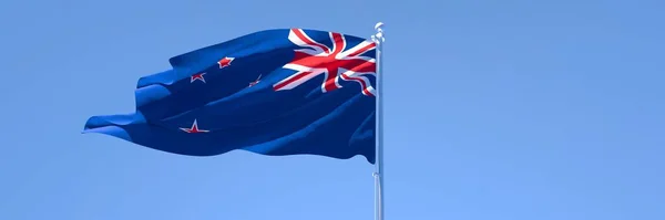 바람에 흔들 리는 뉴질랜드 국기 3D 렌더링 — 스톡 사진