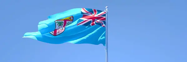 피지 국기 의 3D 렌더링, 바람에 흔들리는 모습 — 스톡 사진