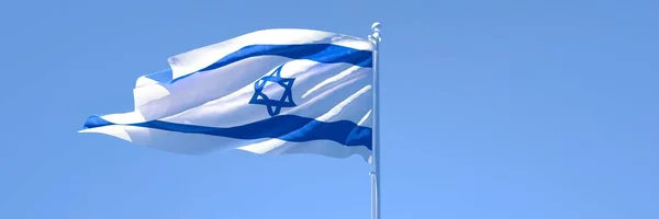 Representación en 3D de la bandera nacional de Israel ondeando al viento — Foto de Stock