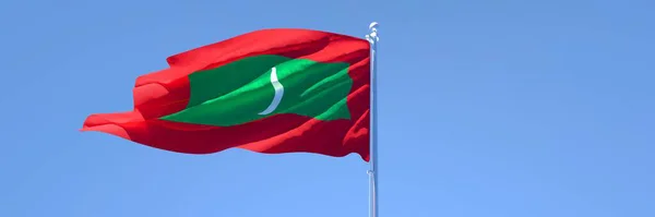 3D рендеринг національного прапора Мальдівів, що махає вітром. — стокове фото