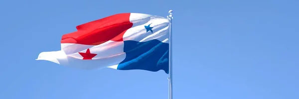 風に揺れるパナマ国旗の3Dレンダリング — ストック写真