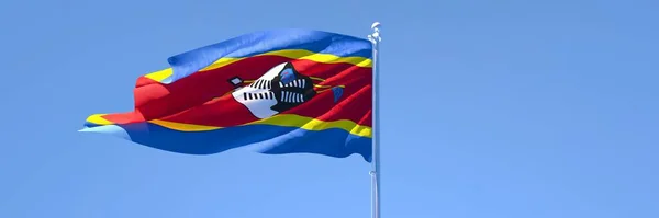 Rendering 3D della bandiera nazionale dello Swaziland che sventola nel vento — Foto Stock