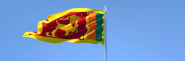 Representación en 3D de la bandera nacional de Sri Lanka ondeando al viento — Foto de Stock