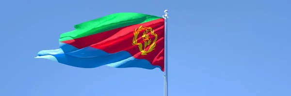 Representación en 3D de la bandera nacional de Eritrea ondeando al viento — Foto de Stock