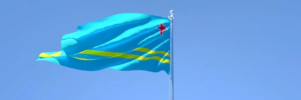 3D weergave van de nationale vlag van Aruba wapperend in de wind — Stockfoto