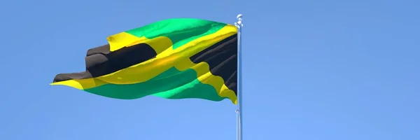 3D renderização da bandeira nacional da Jamaica acenando ao vento — Fotografia de Stock