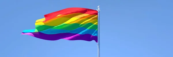 Representación 3D de la bandera de LGBT ondeando en el viento — Foto de Stock