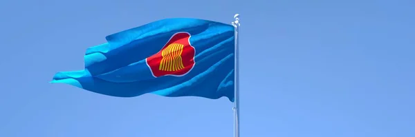 Representación 3D de la bandera de ASEAN ondeando en el viento — Foto de Stock