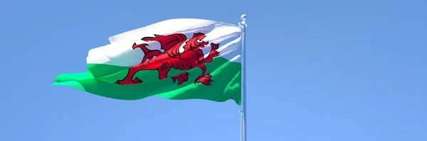 3D weergave van de nationale vlag van Wales wapperend in de wind — Stockfoto