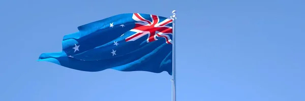 Representación en 3D de la bandera nacional de Islas Cook ondeando al viento — Foto de Stock