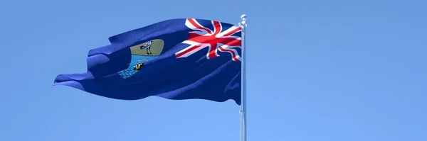 Representación en 3D de la bandera nacional de Santa Helena ondeando al viento — Foto de Stock