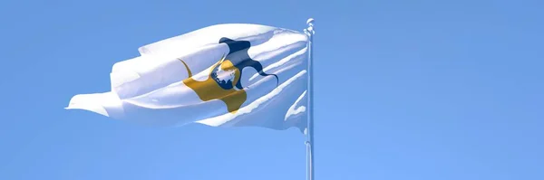 Representación en 3D de la bandera nacional de la Unión Económica Euroasiática ondeando al viento —  Fotos de Stock