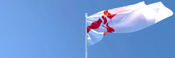 Representación en 3D de la bandera nacional de Irlanda del Norte ondeando al viento — Foto de Stock