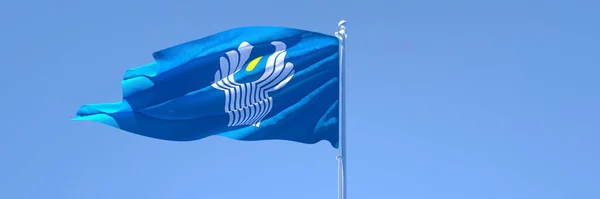Representación en 3D de la bandera nacional de la Mancomunidad de Estados Independientes — Foto de Stock