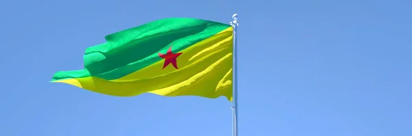 Rendering 3D della bandiera nazionale della Guiana francese sventolando nel vento — Foto Stock
