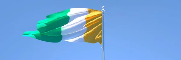 Representación 3D de la bandera nacional de Costa de Marfil ondeando en el viento —  Fotos de Stock