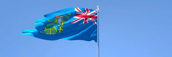 Representación en 3D de la bandera nacional de las islas Pitcairn ondeando al viento — Foto de Stock
