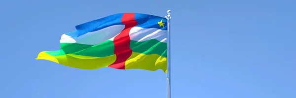 Representación en 3D de la bandera nacional de República Centroafricana ondeando al viento —  Fotos de Stock