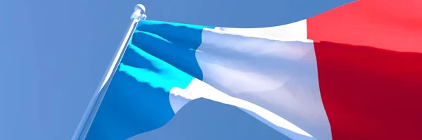 風に揺れるフランス国旗の3Dレンダリング — ストック写真