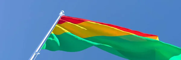 Representación 3D de la bandera nacional de Bolivia ondeando al viento — Foto de Stock