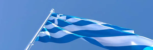 3D-återgivning av Greklands nationella flagga viftande i vinden — Stockfoto