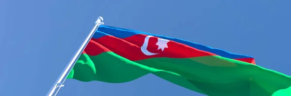 Reproduction en 3D du drapeau national de l'Azerbaïdjan agitant le vent — Photo