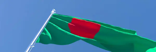 Representación en 3D de la bandera nacional de Bangladesh ondeando al viento — Foto de Stock