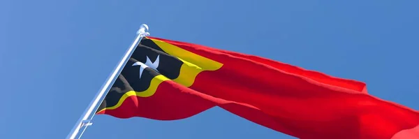 Representación en 3D de la bandera nacional de Timor Oriental en el viento —  Fotos de Stock