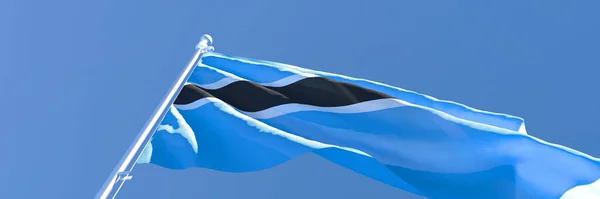 Botswana nemzeti zászló 3D-s renderelése a szélben integetve — Stock Fotó