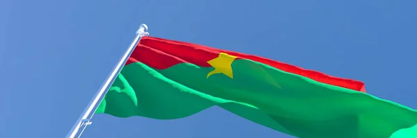 Representación en 3D de la bandera nacional de Burkina Faso ondeando al viento — Foto de Stock
