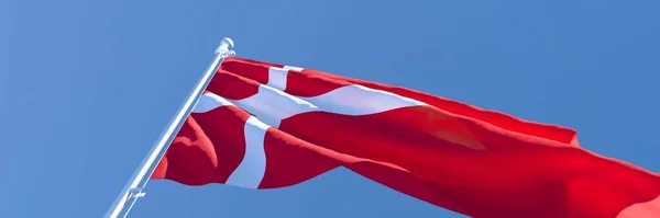 3D-återgivning av Danmarks flagga viftar i vinden — Stockfoto