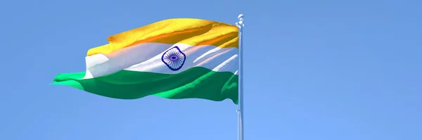 Rendering 3D della bandiera nazionale dell'India che sventola nel vento — Foto Stock