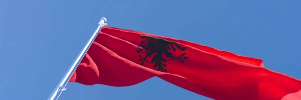 3D renderização da bandeira nacional da Albânia acenando ao vento — Fotografia de Stock