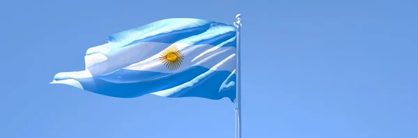 Rendu 3D du drapeau national de l'Argentine agitant dans le vent — Photo