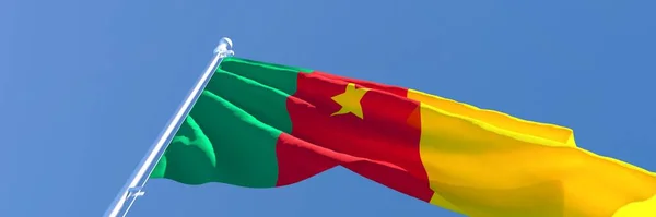 3D weergave van de nationale vlag van Kameroen wapperend in de wind — Stockfoto