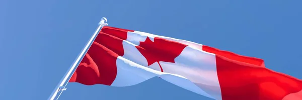 Representación en 3D de la bandera nacional de Canadá ondeando al viento — Foto de Stock