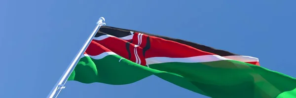 3D rendering of the national flag of Kenya waving in the wind — Stock Photo, Image