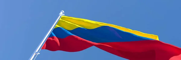 Representación 3D de la bandera nacional de Colombia ondeando al viento — Foto de Stock