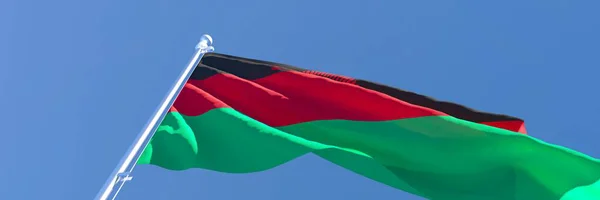 Rendering 3D della bandiera nazionale del Malawi che sventola nel vento — Foto Stock